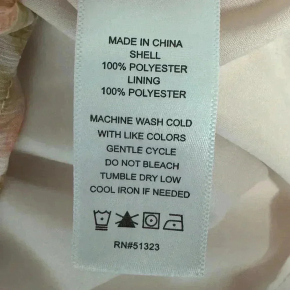 CeCe Floral Lace Blouse Pink Long Sleeve Top Feminine Mock Neck Pearls Small - Picture 8 of 10